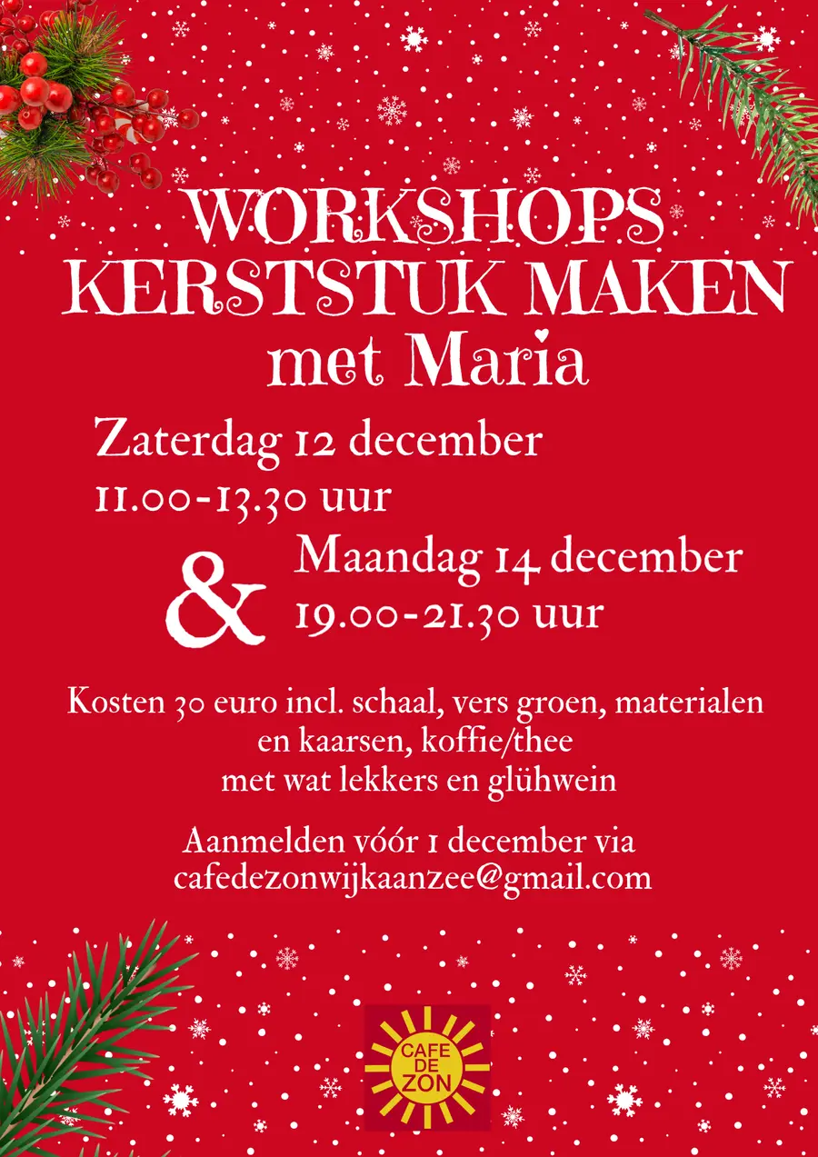 Monday 14 December: Christmas arrangement workshops
