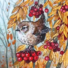 Painting little birds with acrylic gouache
