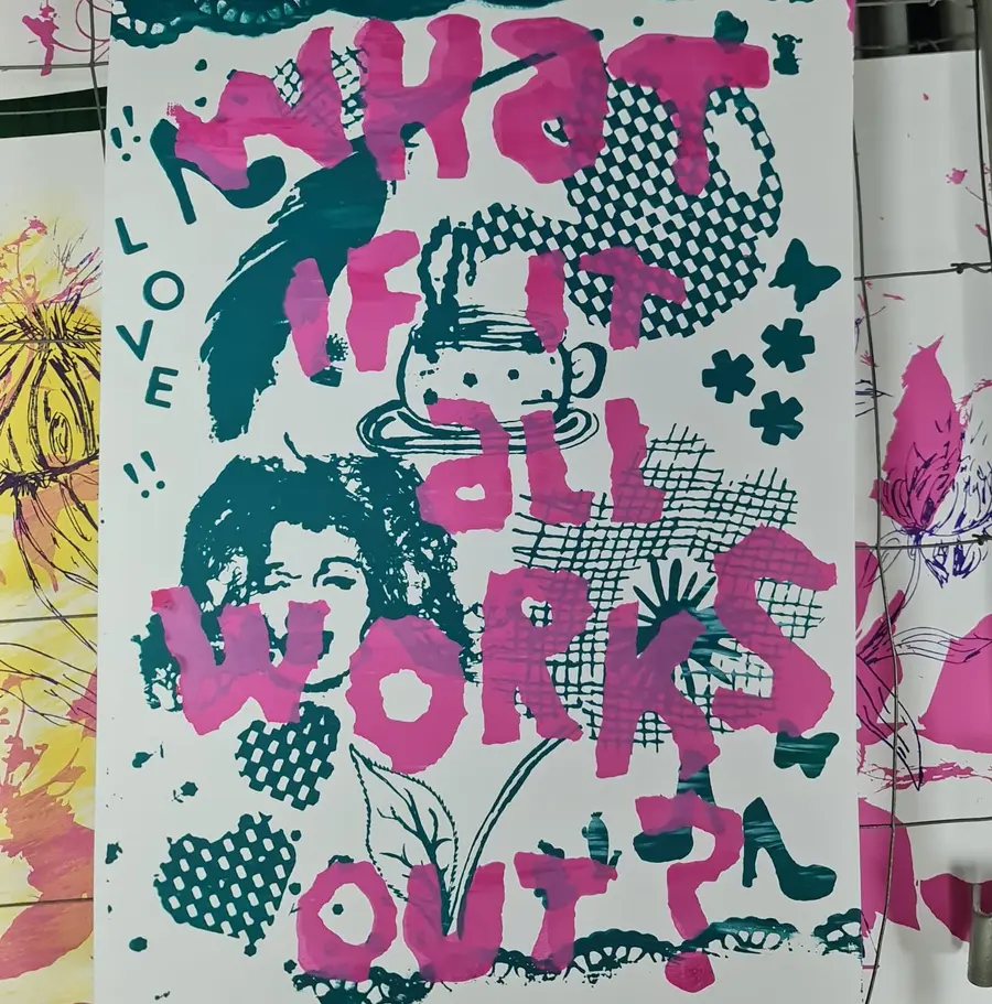Workshop screen printing: poster with text