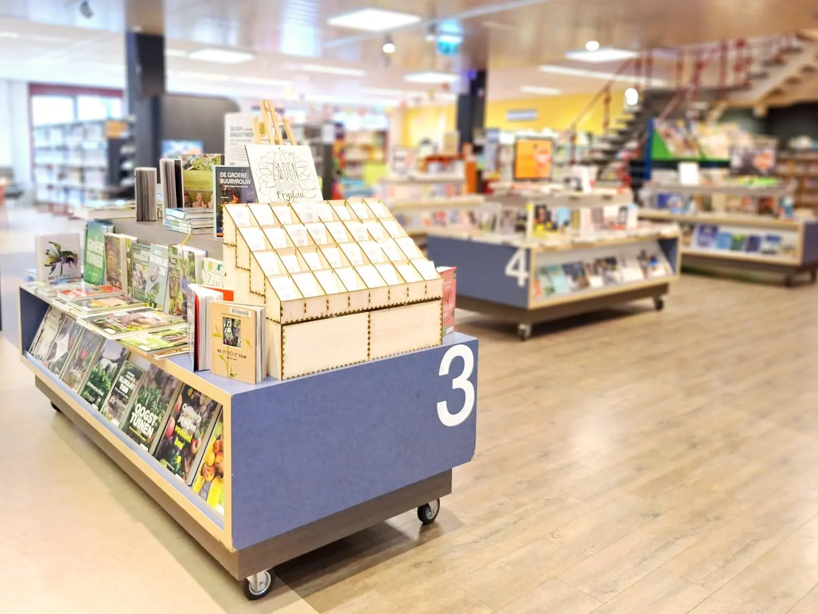 The Zadenbibliotheek seed library inside Bibliotheek Drachten, an indoor space where visitors borrow seeds for free.