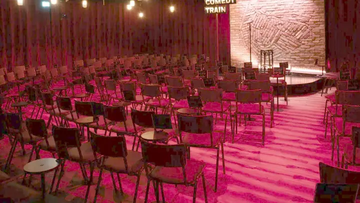 The cabaret tables in the Comedytrain club room