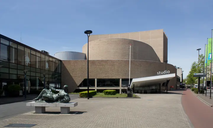 The 1961 Schouwburg building at Schouwburg Concertzaal Tilburg, designed by Bernard Bijvoet and Gerard Holt.