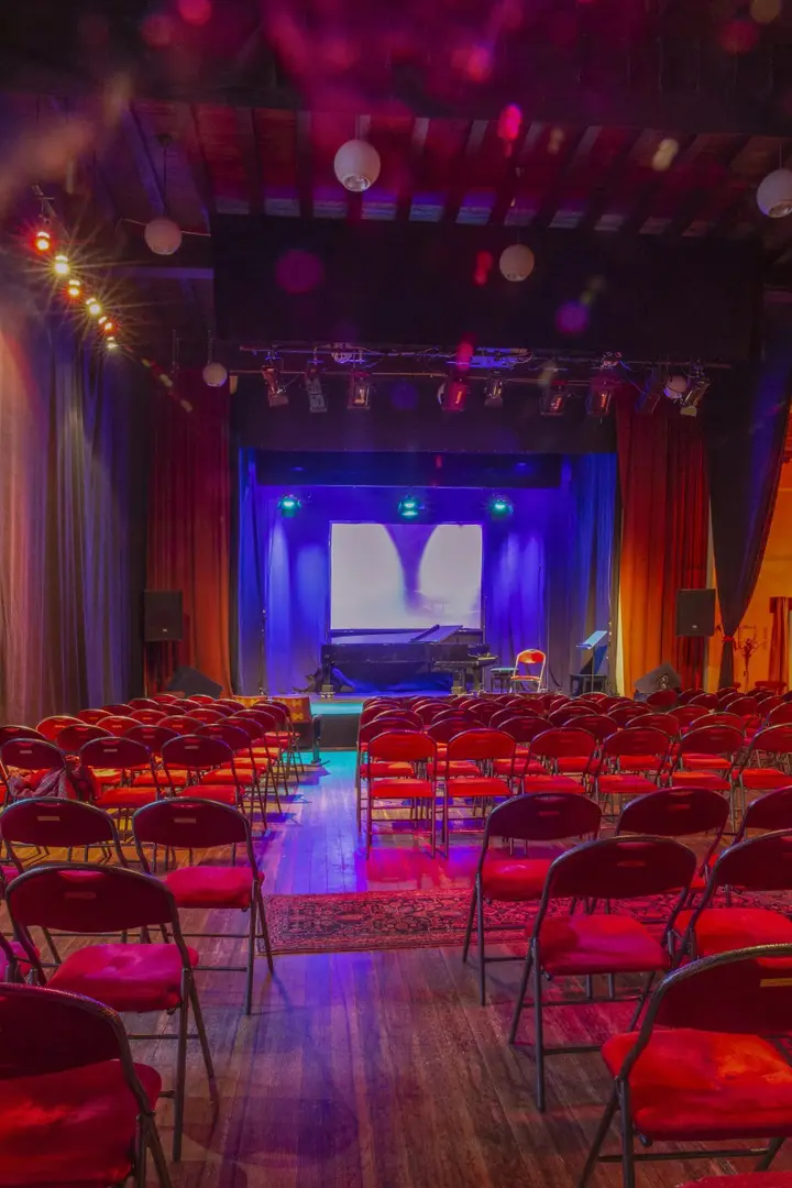 The auditorium of Theater de Liefde in Haarlem, the single 120-seat hall used for cabaret, music and stand-up.