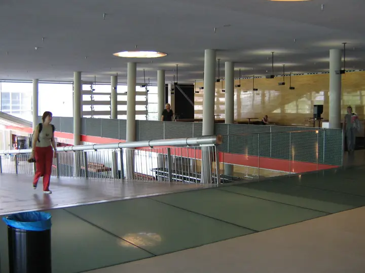 The interior of the Educatorium, the Rem Koolhaas-designed university building on the Utrecht Science Park campus